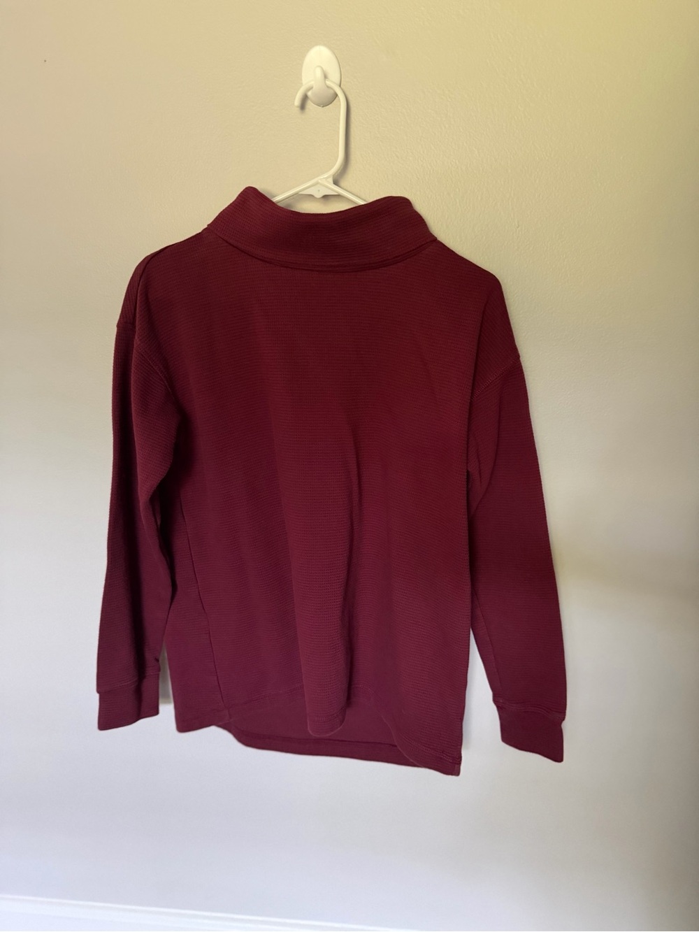 Lane’s End Waffle Funnel Neck Women's Burgundy Sweater